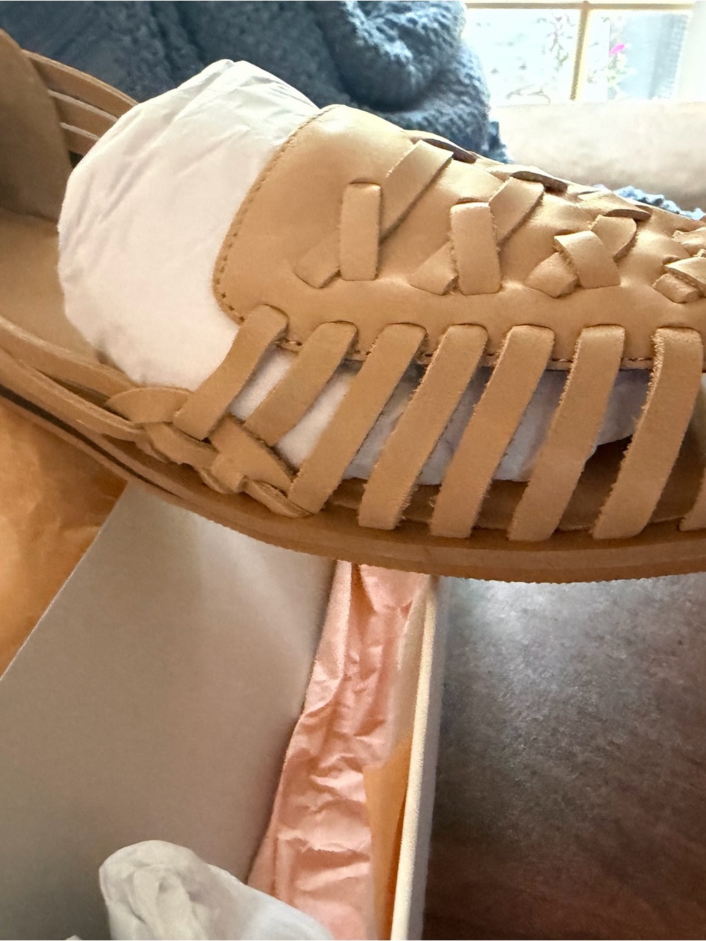 Women’s Tan Woven Leather Sandal - Comfortable Summer Casual